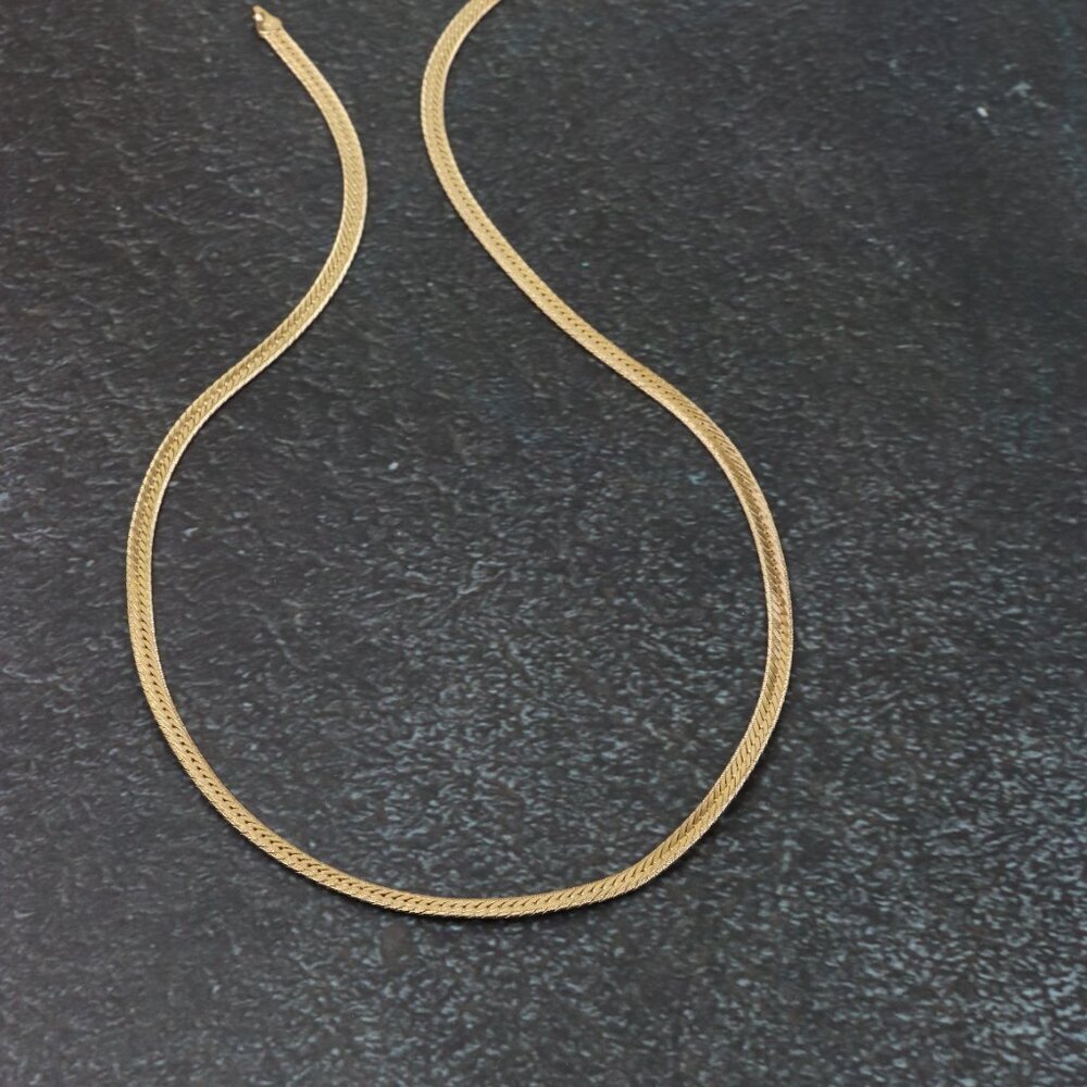 Elegant Rose Gold Flat Herringbone Chain Necklace, XPNL0259 - Picture 7 of 12